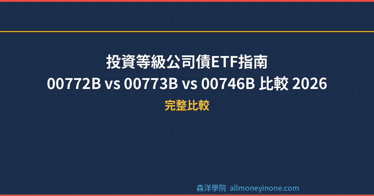 投資等級公司債ETF指南｜00772B vs 00773B vs 00746B 比較 2026 封面圖