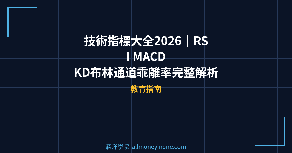 技術指標大全2026｜RSI MACD KD布林通道乖離率完整解析與實戰應用比較 封面圖