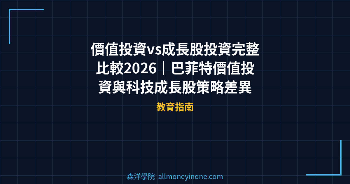 價值投資vs成長股投資完整比較2026｜巴菲特價值投資與科技成長股策略差異 封面圖