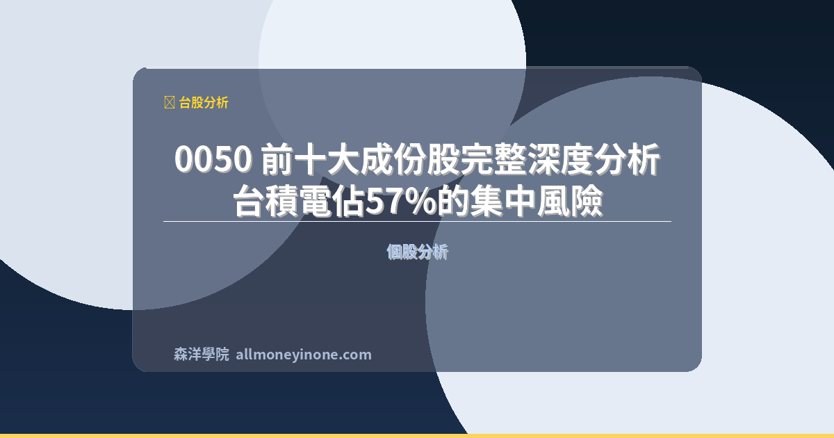 0050 前十大成份股完整深度分析：台積電佔57%的集中風險 封面圖