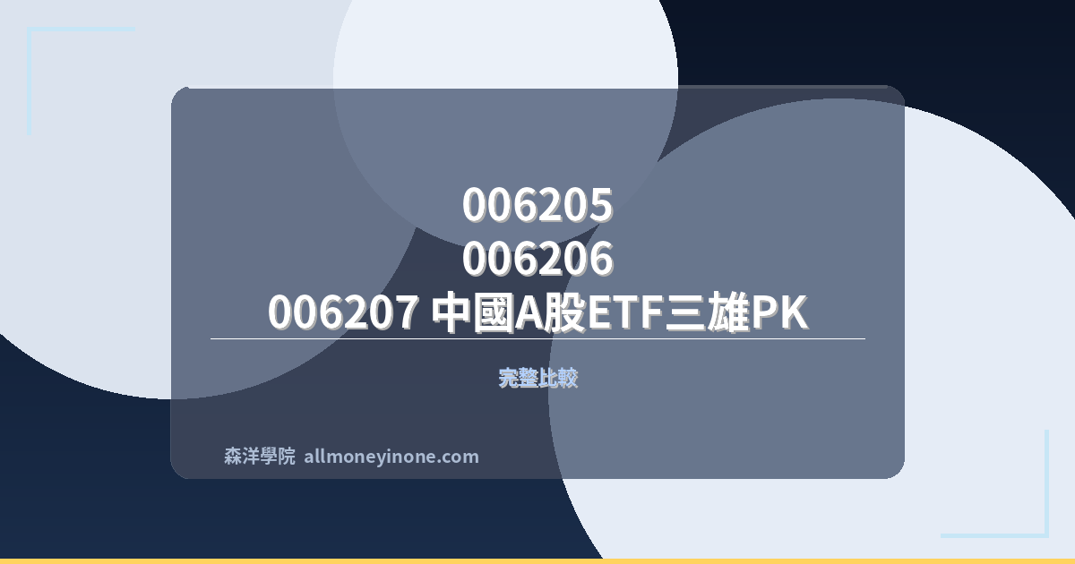 006205 vs 006206 vs 006207 中國A股ETF三雄PK 封面圖