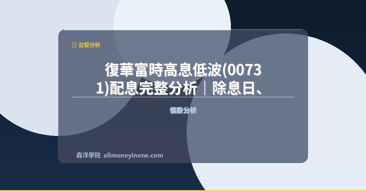 復華富時高息低波(00731)配息完整分析|除息日、殖利率與填息紀錄 封面圖