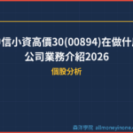 中信小資高價30(00894)在做什麼?公司業務介紹2026