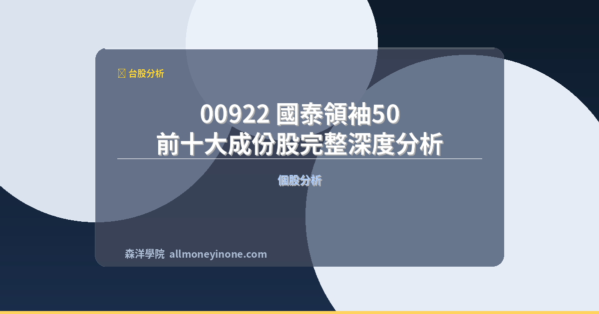 00922 國泰領袖50 前十大成份股完整深度分析 封面圖