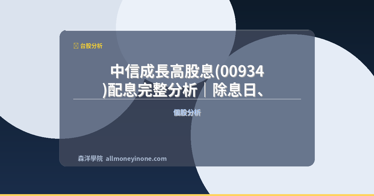 中信成長高股息(00934)配息完整分析｜除息日、殖利率與填息紀錄 封面圖