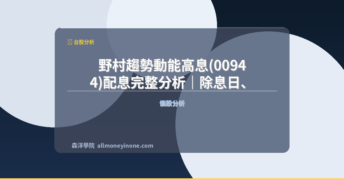 野村趨勢動能高息(00944)配息完整分析｜除息日、殖利率與填息紀錄 封面圖