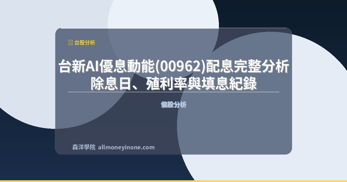 台新AI優息動能(00962)配息完整分析｜除息日、殖利率與填息紀錄 封面圖