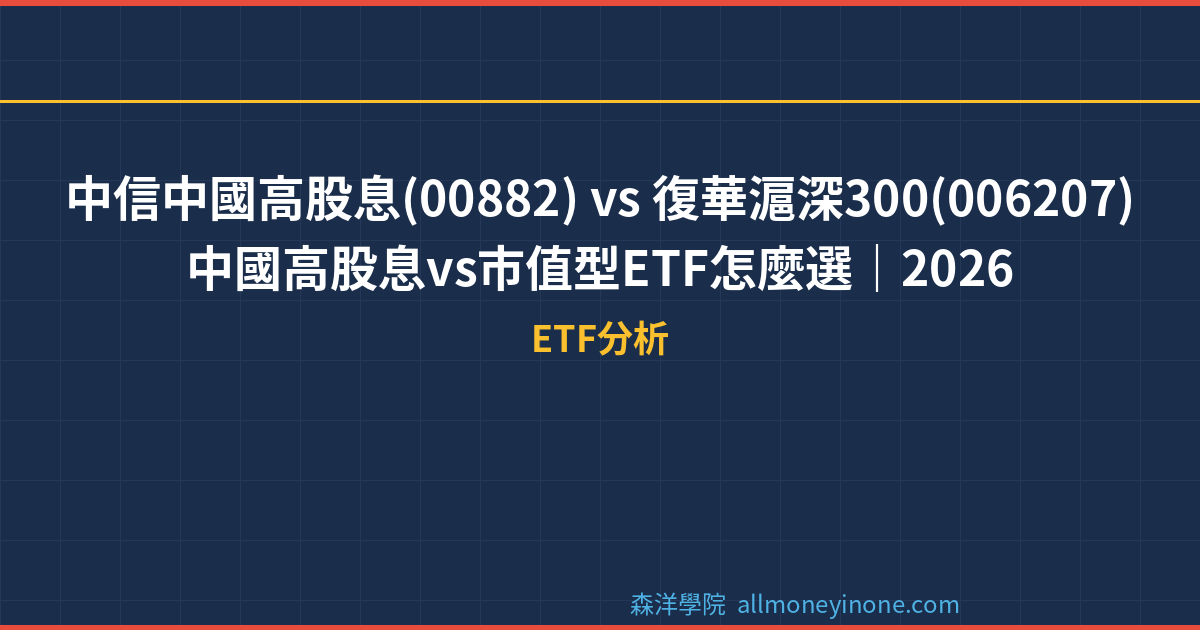 中信中國高股息(00882) vs 復華滬深300(006207) — 中國高股息vs市值型ETF怎麼選｜2026 封面圖