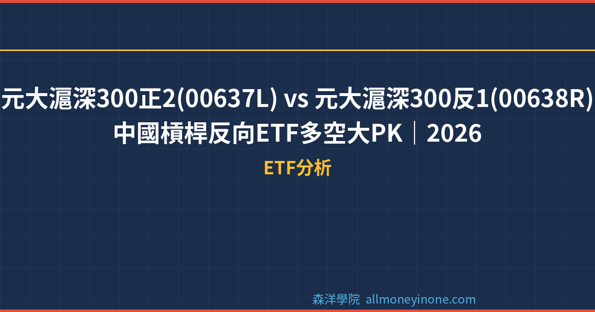 元大滬深300正2(00637L) vs 元大滬深300反1(00638R) — 中國槓桿反向ETF多空大PK｜2026 封面圖