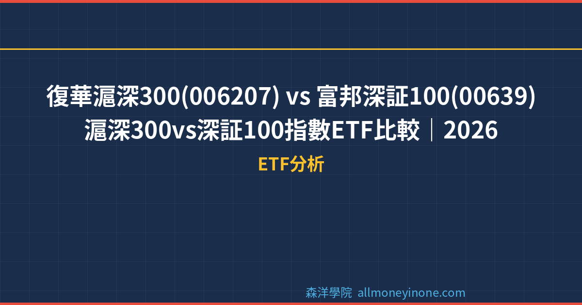 復華滬深300(006207) vs 富邦深証100(00639) — 滬深300vs深証100指數ETF比較｜2026 封面圖