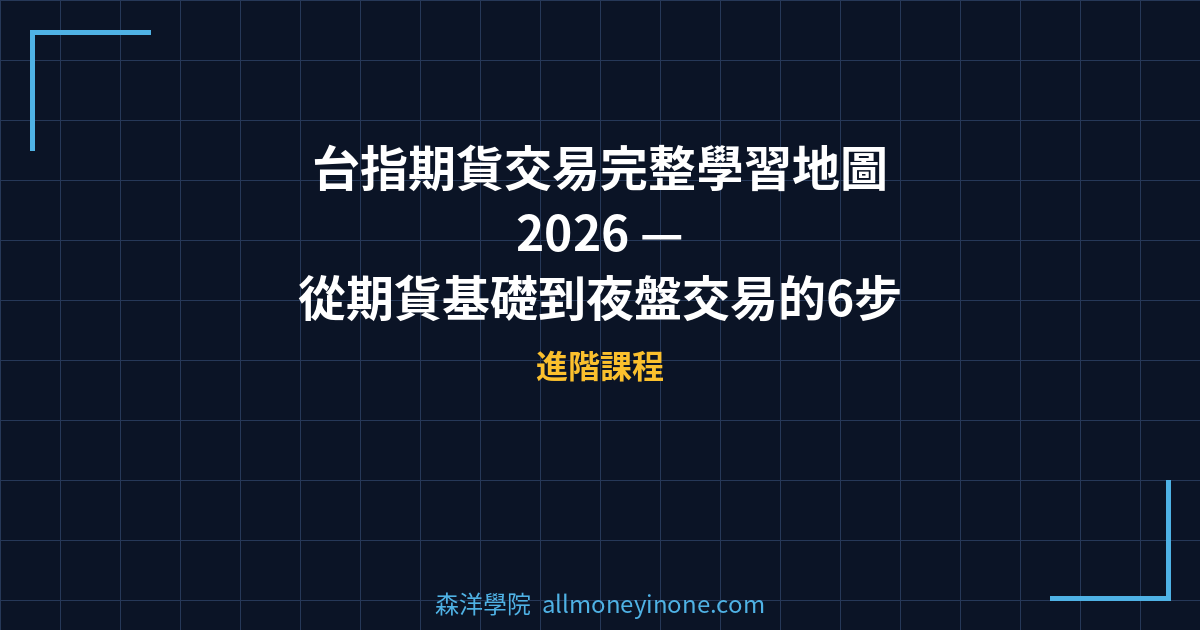 台指期貨交易完整學習地圖 2026 — 從期貨基礎到夜盤交易的6步驟交易路線圖 封面圖