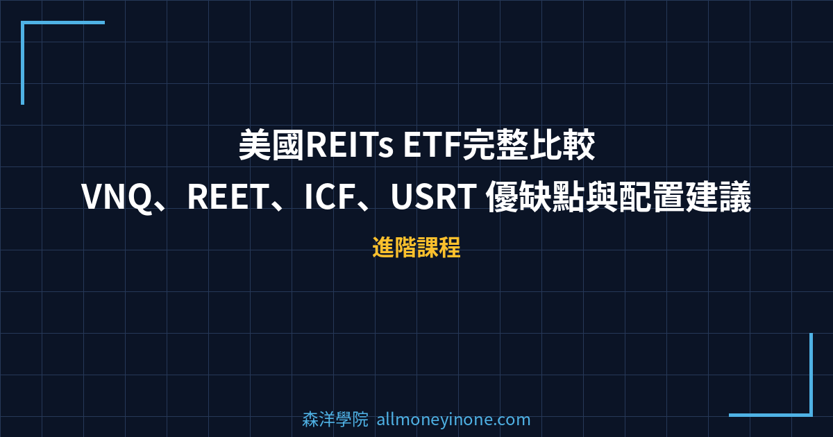 美國REITs ETF完整比較：VNQ、REET、ICF、USRT 優缺點與配置建議 封面圖