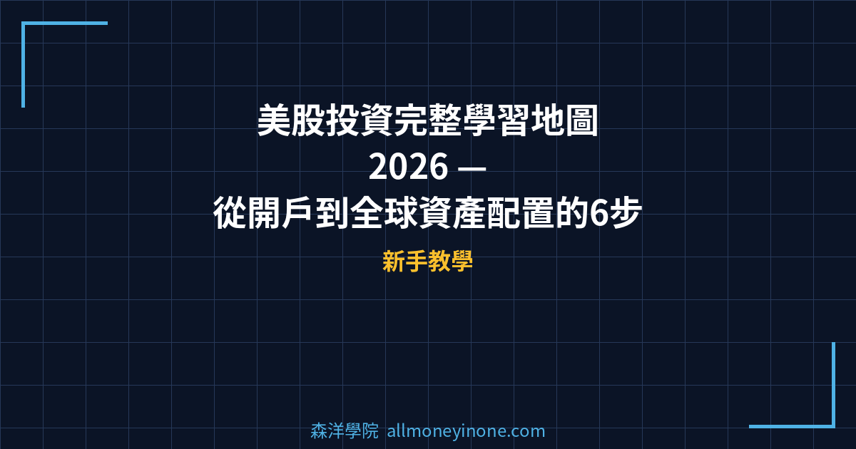 美股投資完整學習地圖 2026 — 從開戶到全球資產配置的6步驟投資路線圖 封面圖